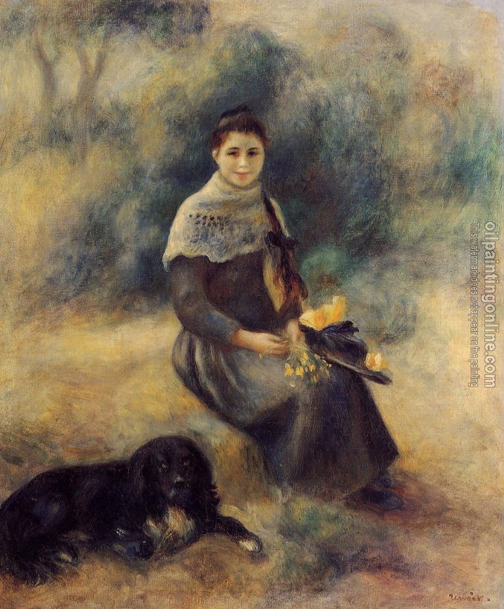 Renoir, Pierre Auguste - Young Girl with a Dog